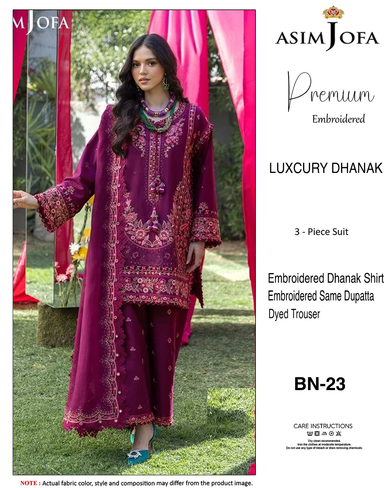 Dhanak embroidered luxury unstitched 3pc suit